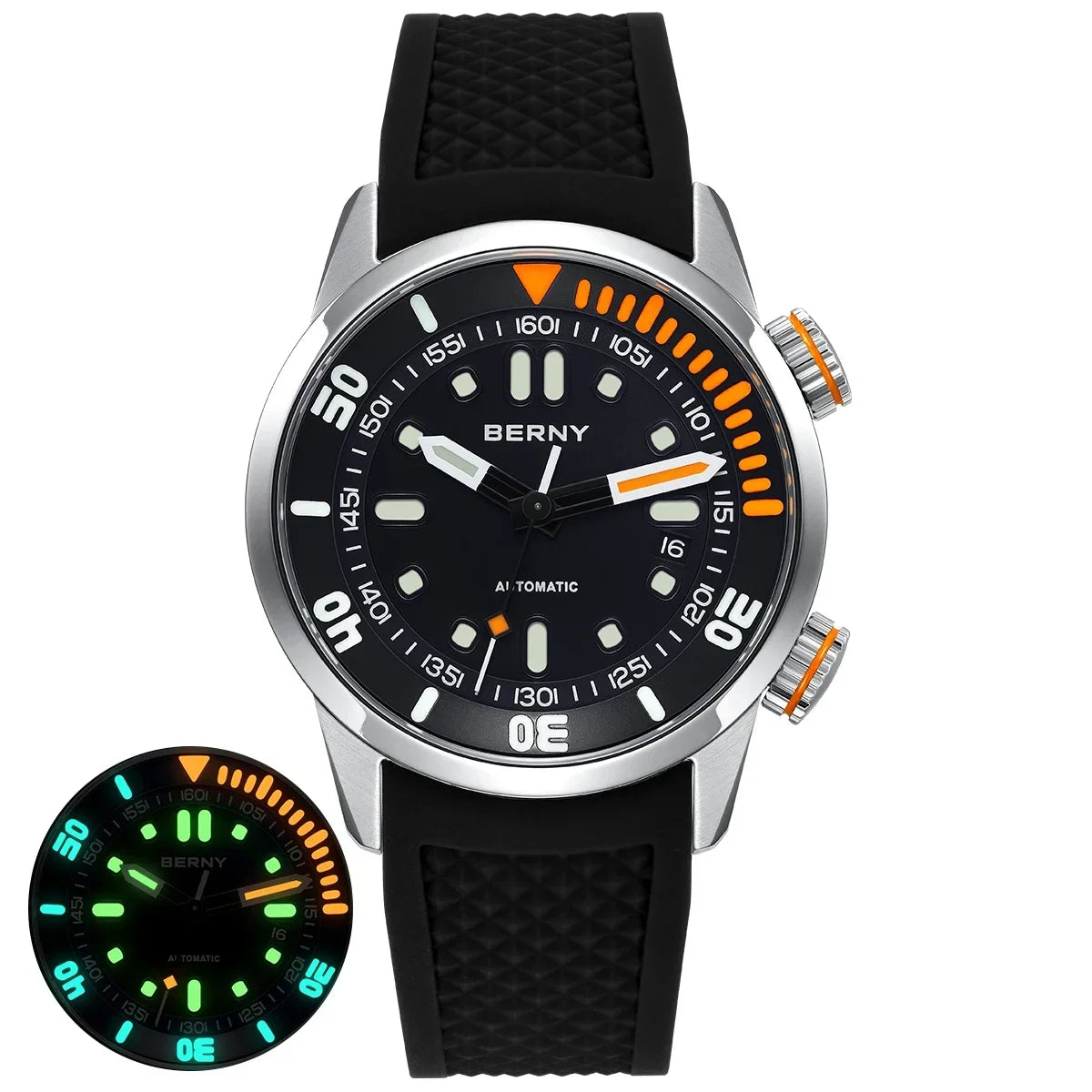 BERNY Automatic Dive Watch for Men 20ATM Sapphire Design