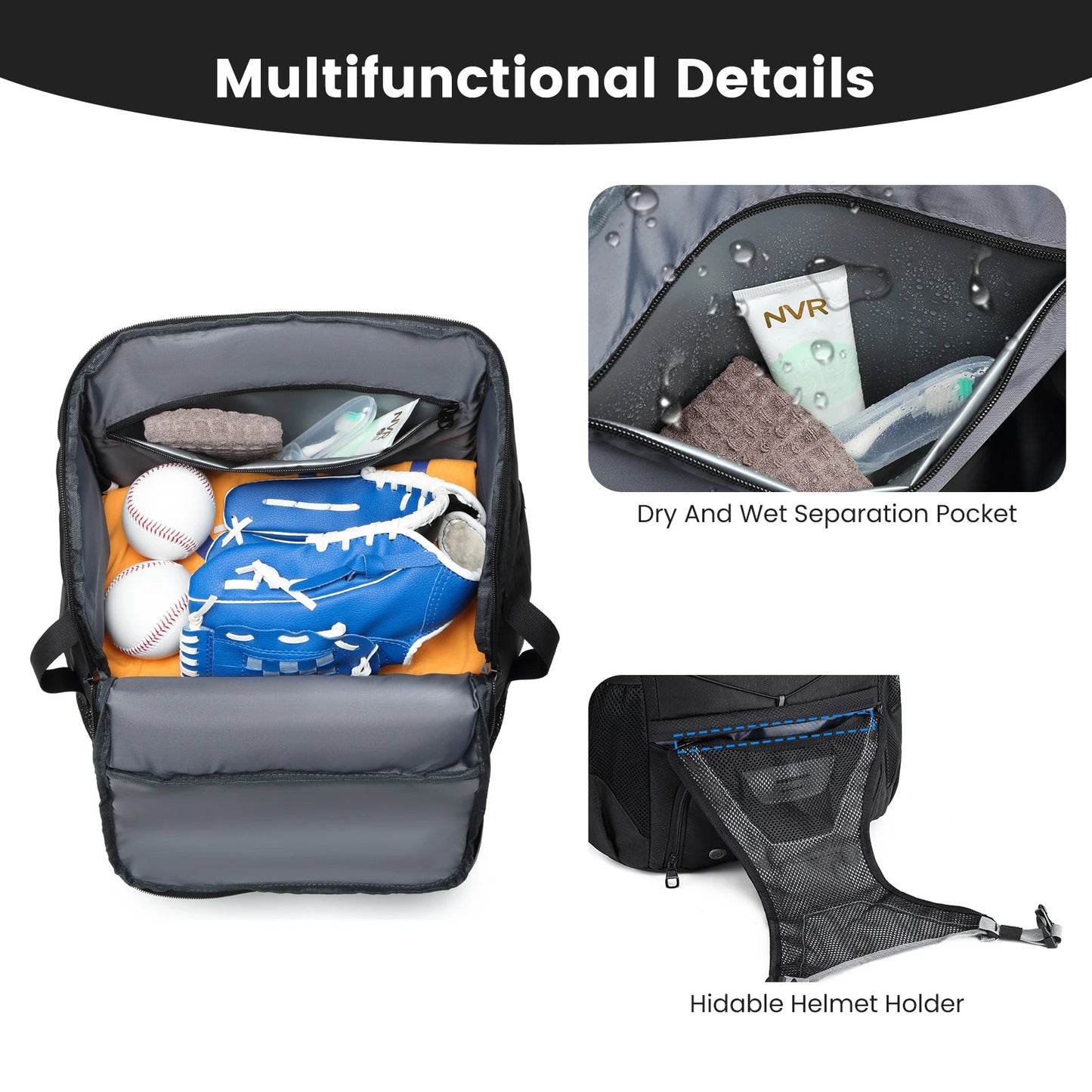 Baseball Backpack with Shoe Compartment for Youth Athletes