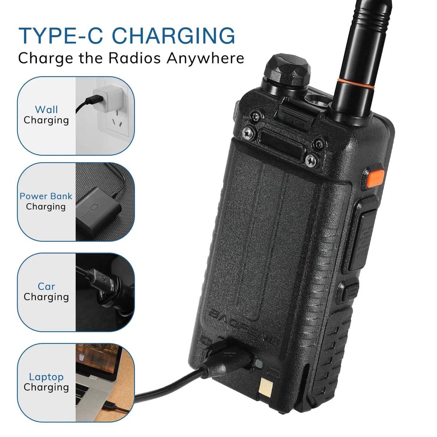 [2 PCS] BAOFENG UV-5RM PLUS Walkie Talkie Multi-Band Airband 10W NOAA 2500mAh Battery USB-C Chirp Compatible