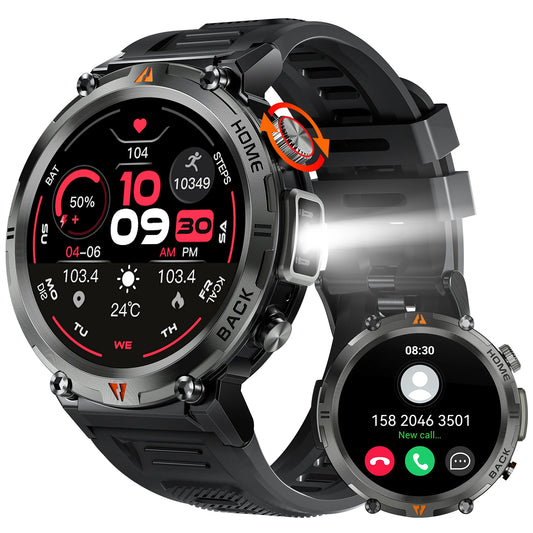 LaNikar KE3 Black Bluetooth Call Smart Watch Men Full Touch Screen Health Monitor