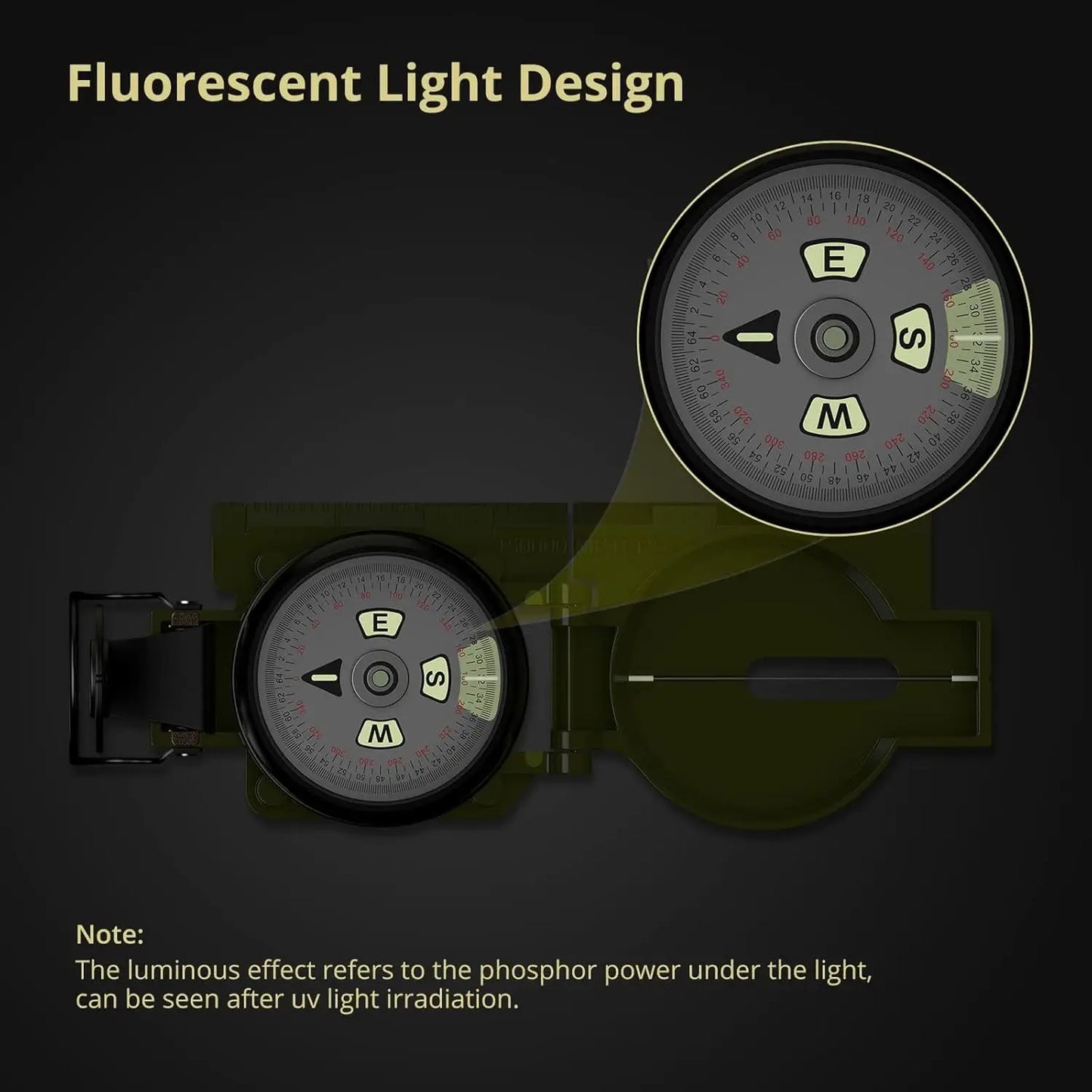 Case Lensatic Compass With Clinometer And 3000 Gauss Waterproof Military