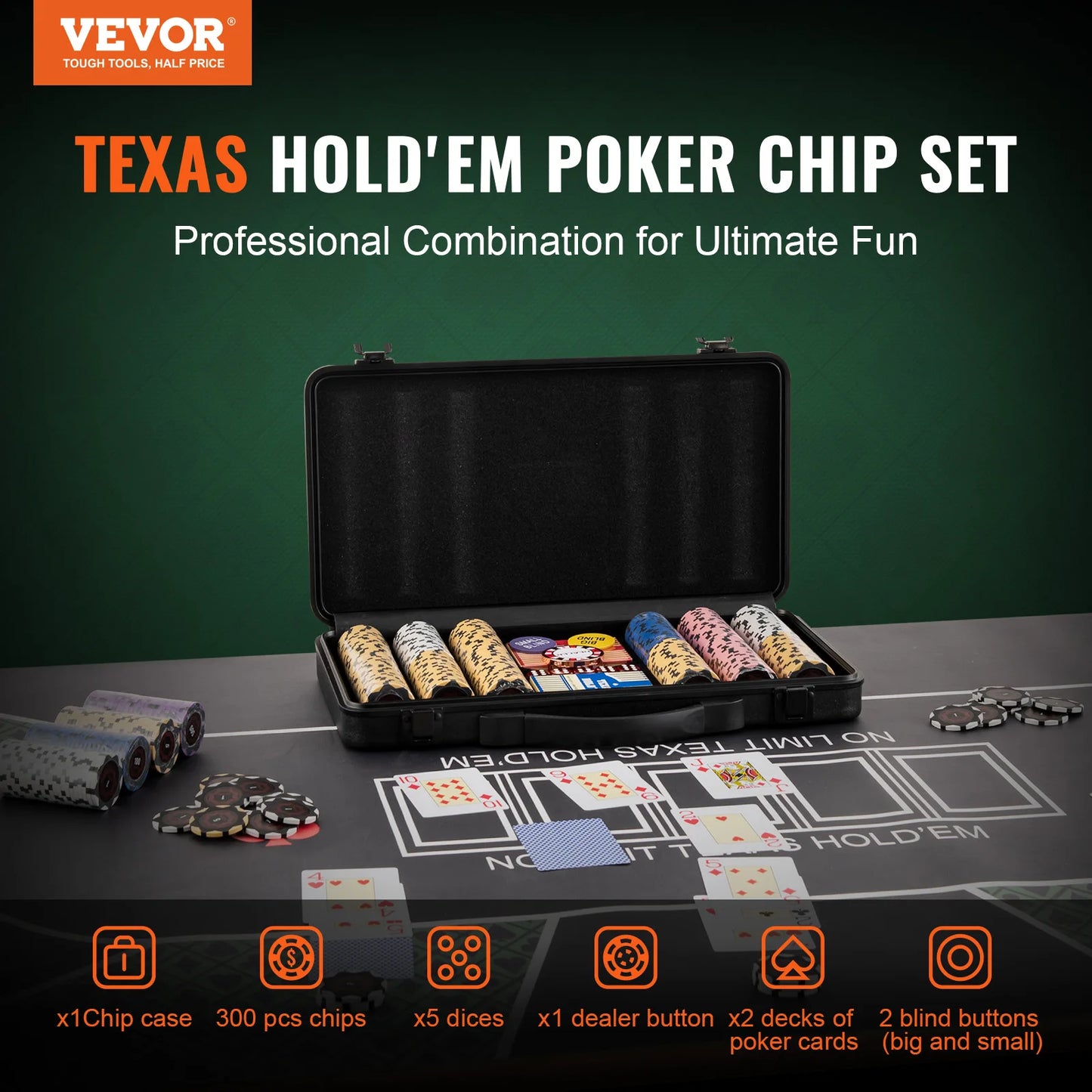 SucceBuy Poker Chip Set With Clay Chips Cards And Dice