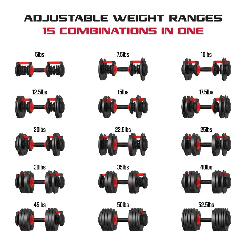 Adjustable Dumbbell Set,2 in 1 Adjustable Dumbbell Set with Iron Handle