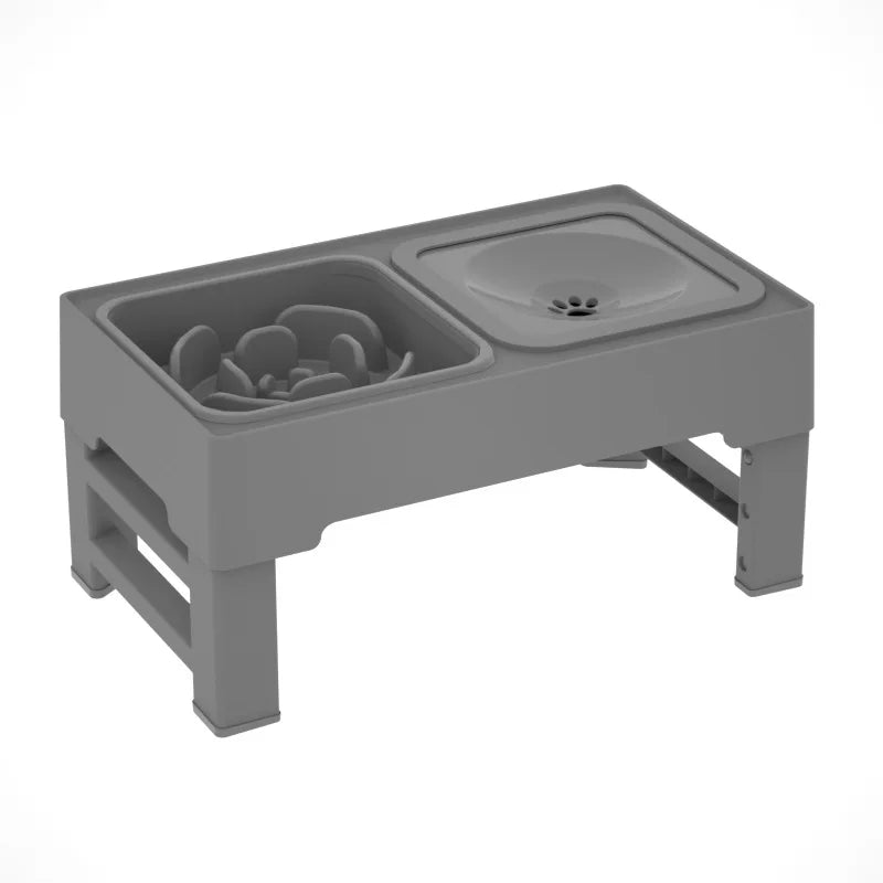 Elevated Dog Food Slow Feeder 4 Adjustable Heights Bowl Stand