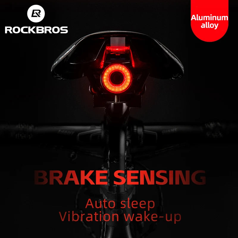 ROCKBROS Smart Bicycle Rear Light Auto Brake Sensing Waterproof Type-C Bike Taillight