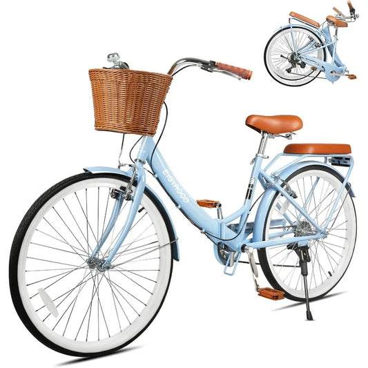 Folding Commuter/Beach Cruiser Bike Women 7 Speed