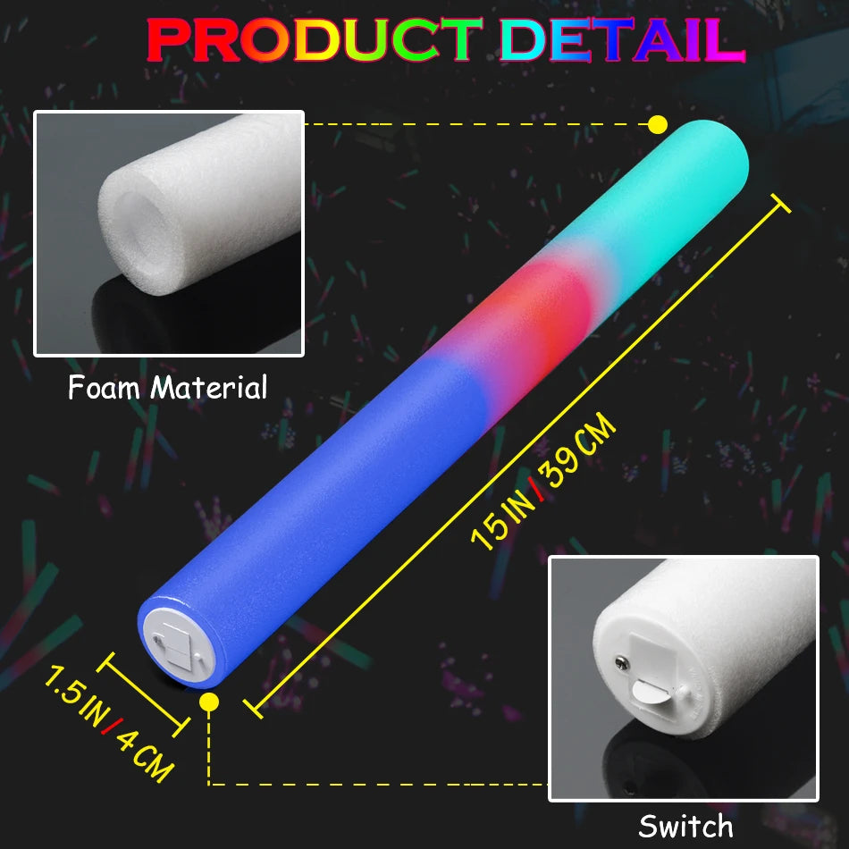 Electronic LED Foam Glow Sticks Party Supplies Accessories