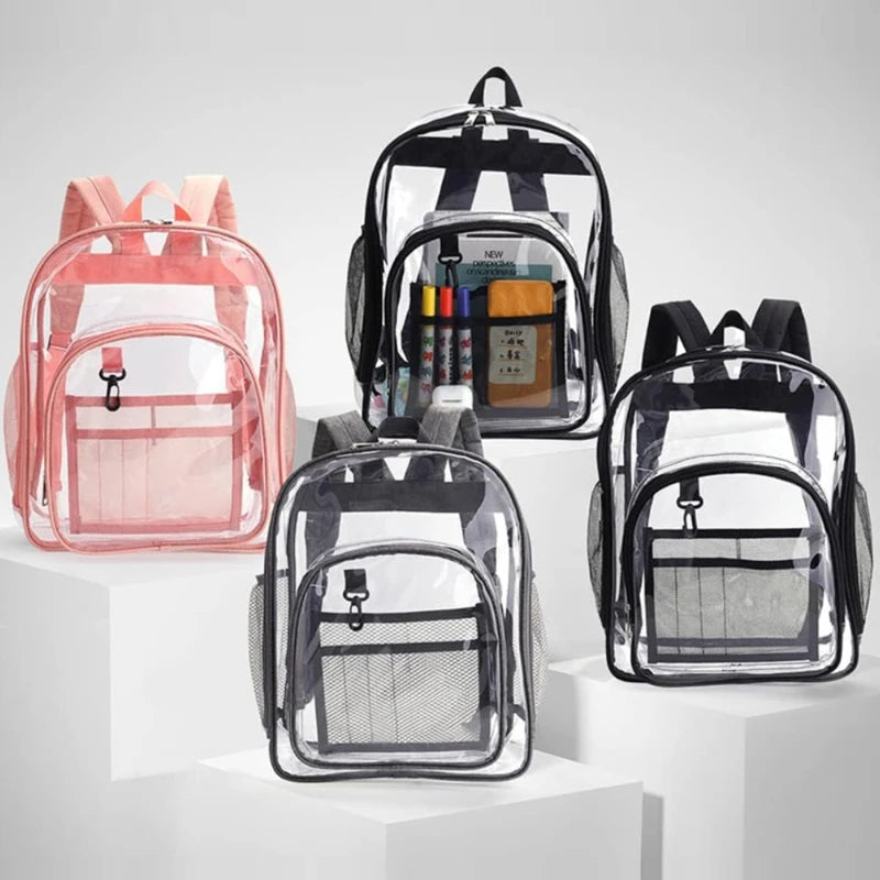 Transparent PVC Backpack Clear School Bag Unisex Large