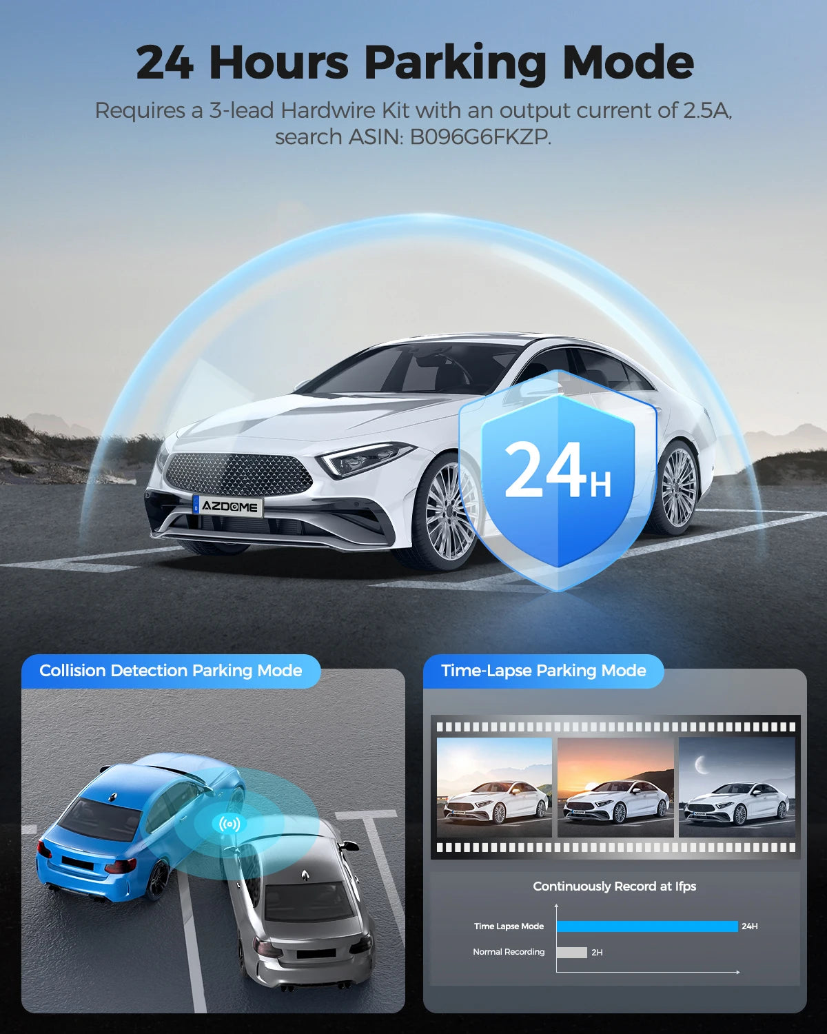 AZDOME PG17 WiFi Mirror Dash Cam 4K Front View Dual Cameras