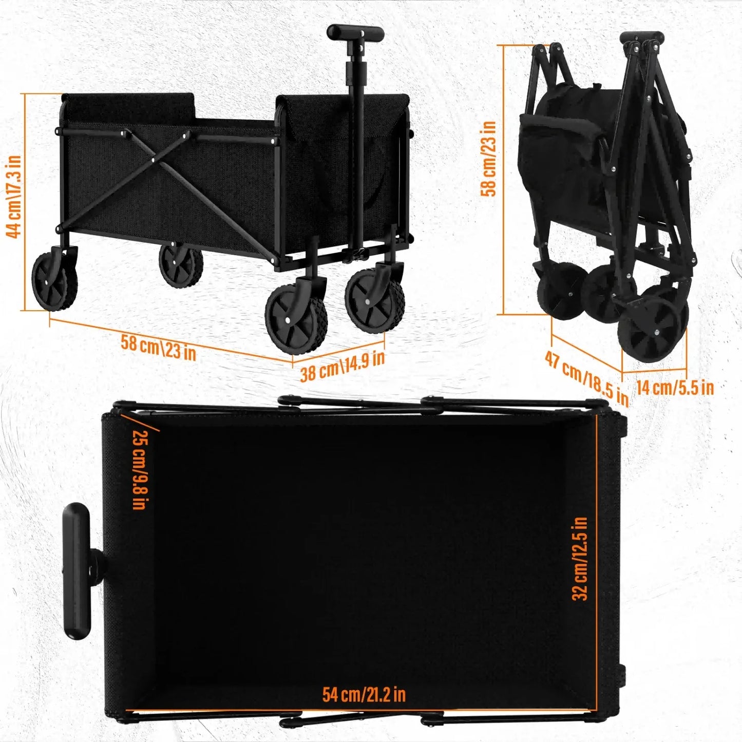 4-Wheel Foldable Garden Handcart for Easy Cargo Transport