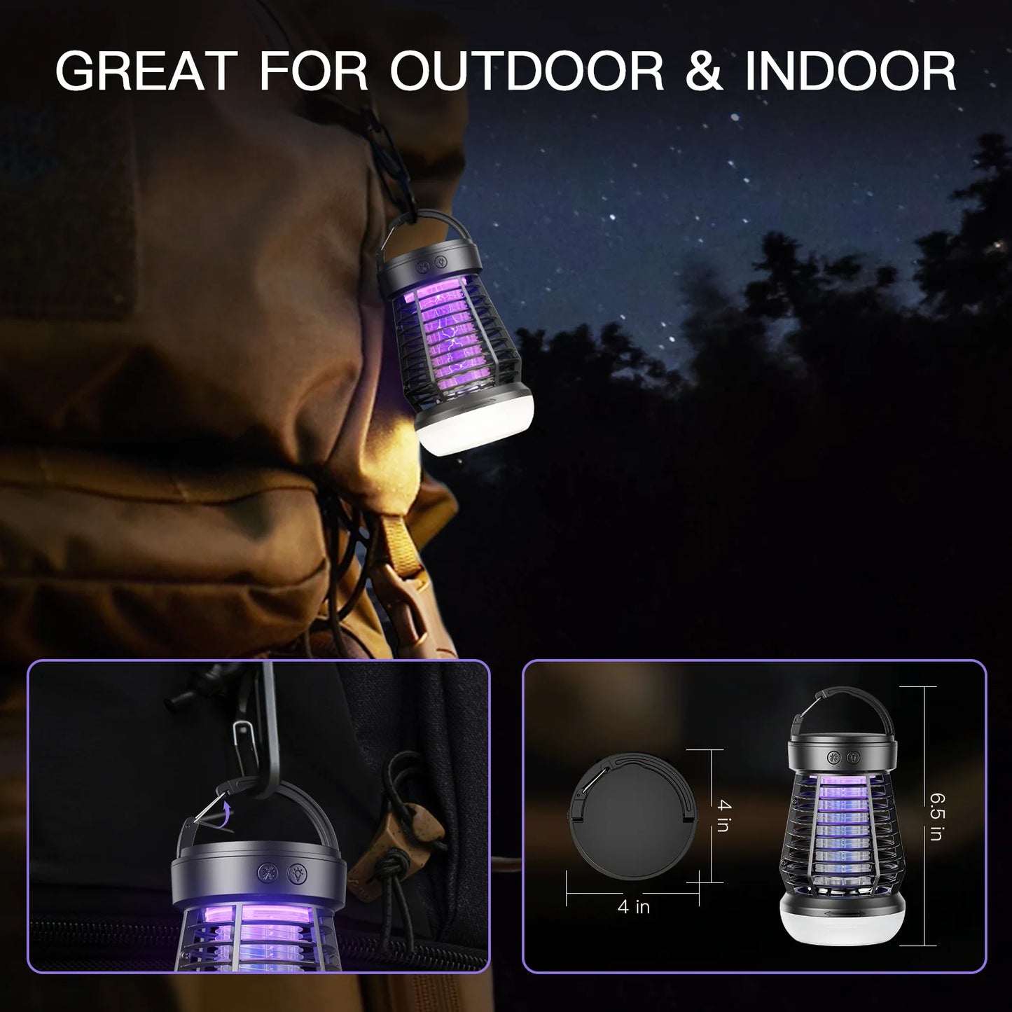 Portable Bug Zapper Rechargeable Wireless Mosquito Killer