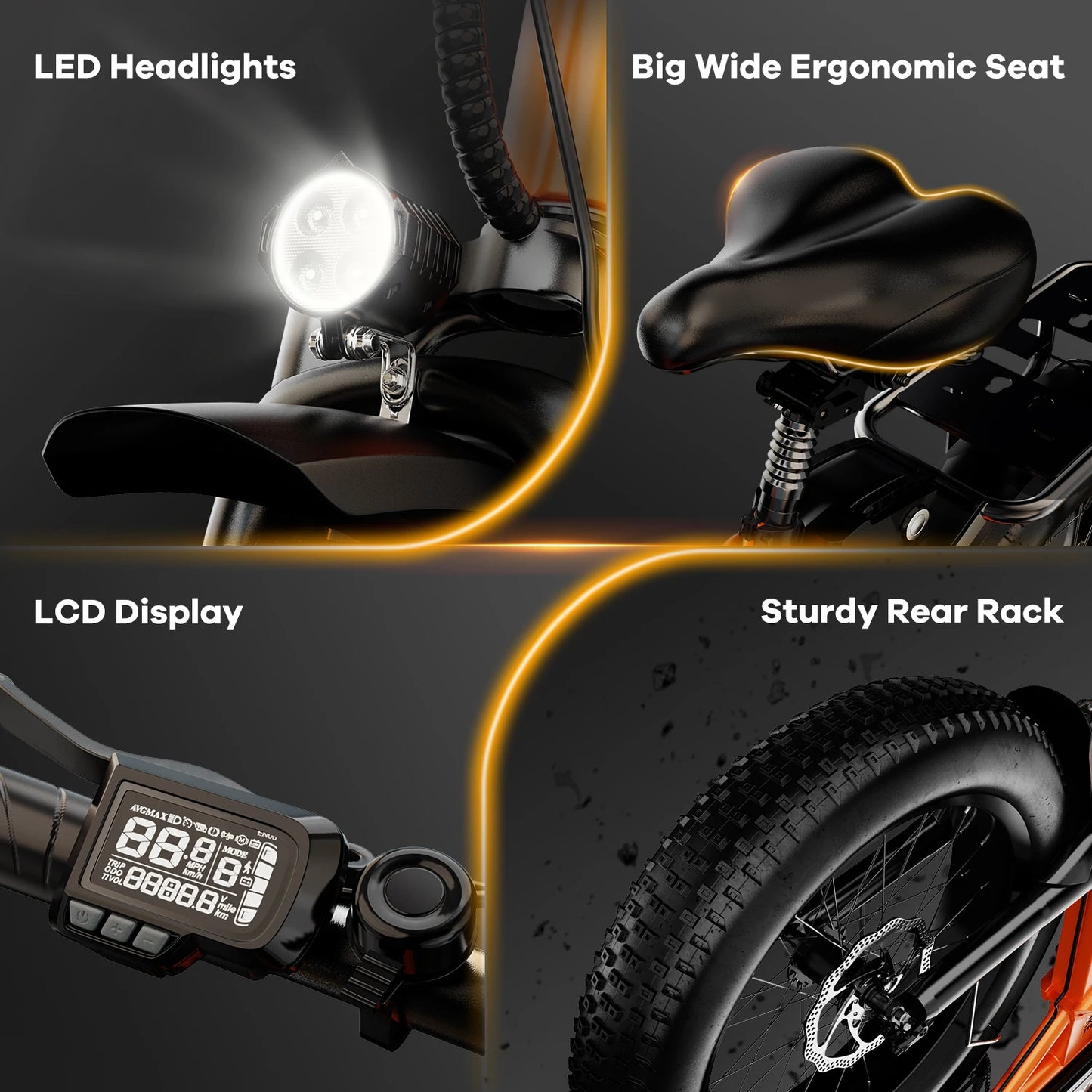 CYBERVELO Folding Electric Bike 1000W 48V Removable Battery