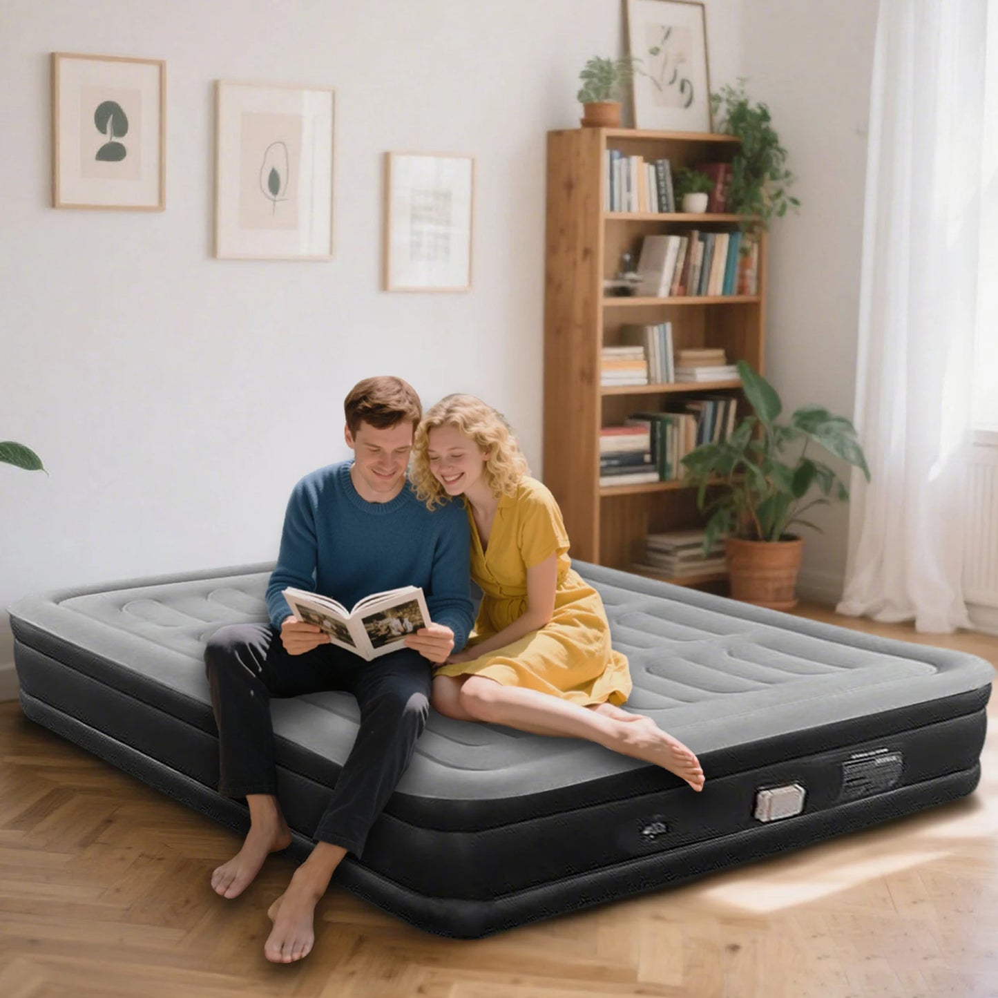 Foldable Inflatable Air Mattress With Built-in Pump, Indoor or Camping, Multiple Sizes