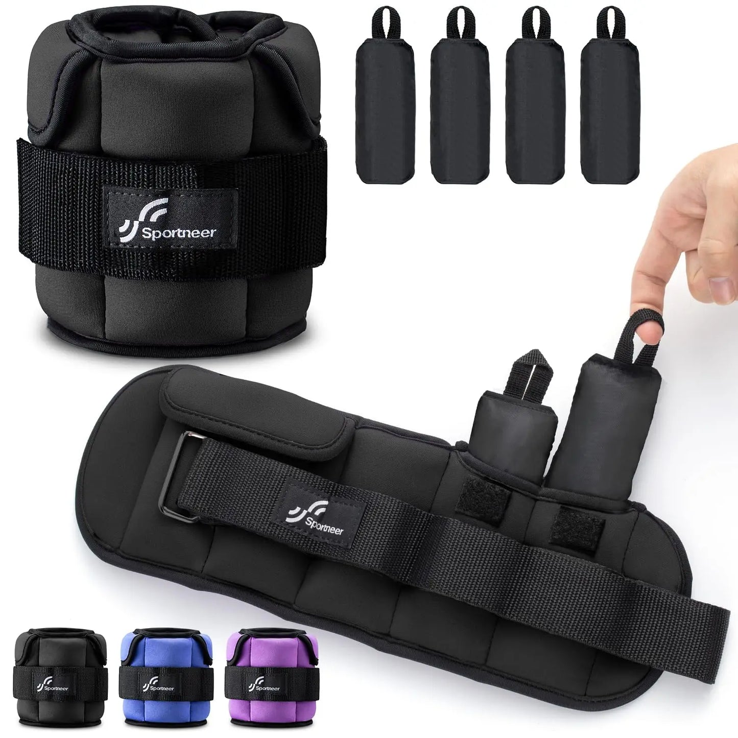 Sportneer Adjustable Wrist and Ankle Weights 1 Pair 1 to 10 lbs
