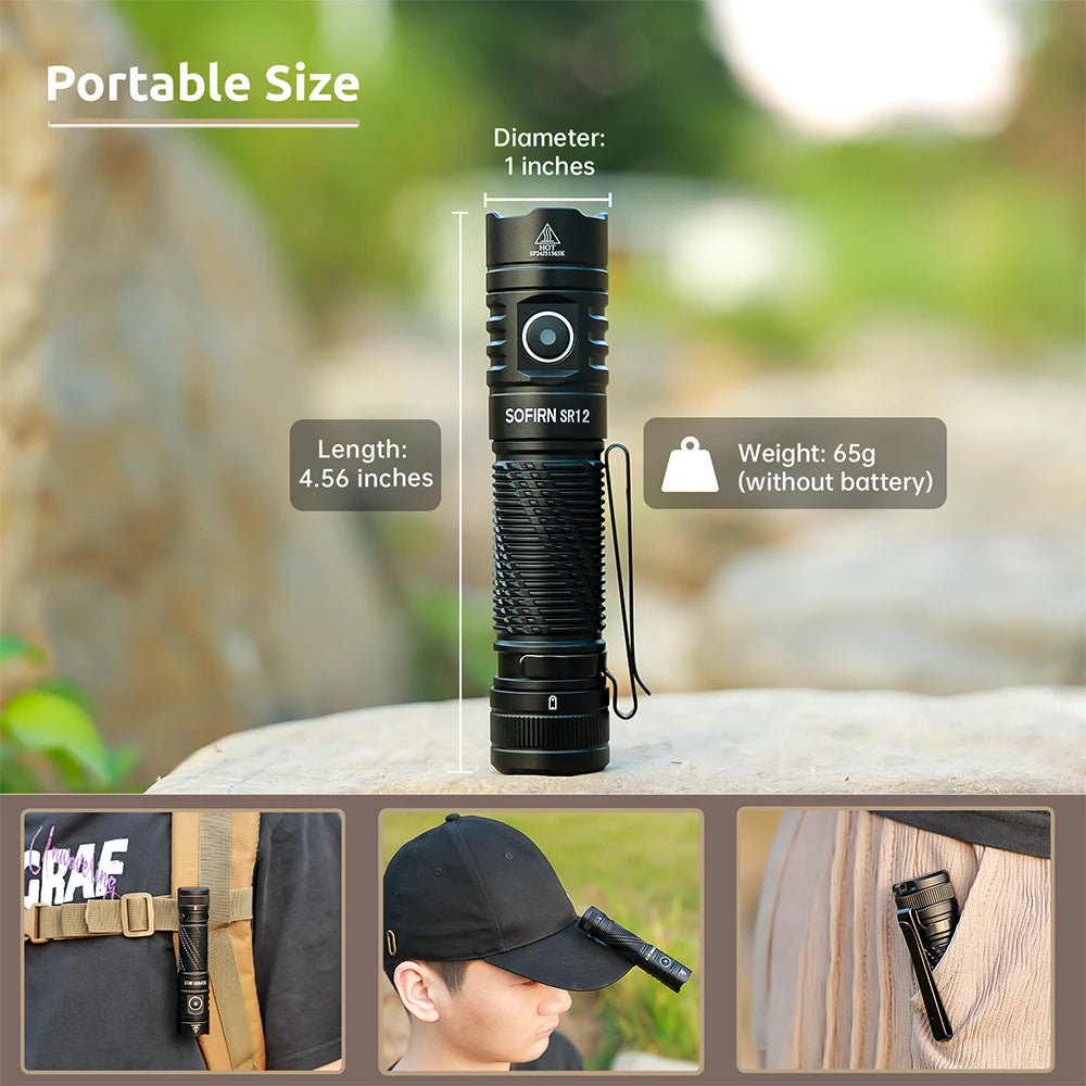 Sofirn SR12 EDC Flashlight 1450LM USB C Torch IP68 Waterproof