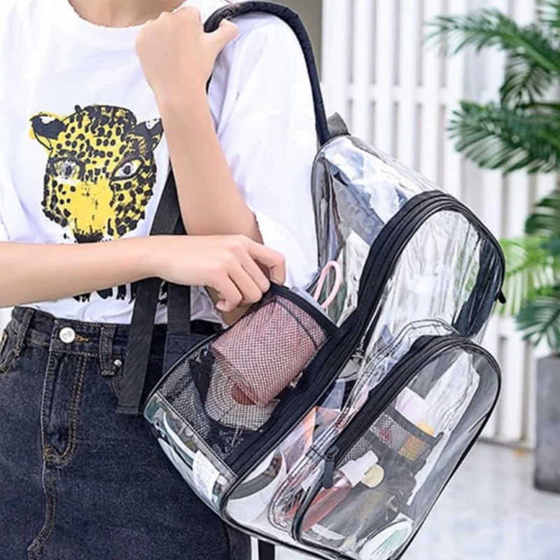 Transparent PVC Backpack Clear School Bag Unisex Large