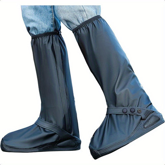 Waterproof Reusable Rain Shoe Covers for Men & Women Large Size 43-45 Adjustable Elastic Non-Slip Rubber Sole