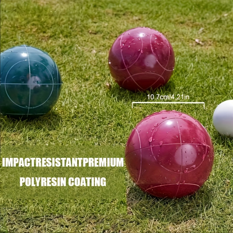 Bocce Ball Set, 107mm Bocci Balls, 18 Pounds, 8 Resin Balls, Pallino, Portable Bag, Outdoor Fun for 2-8 Players