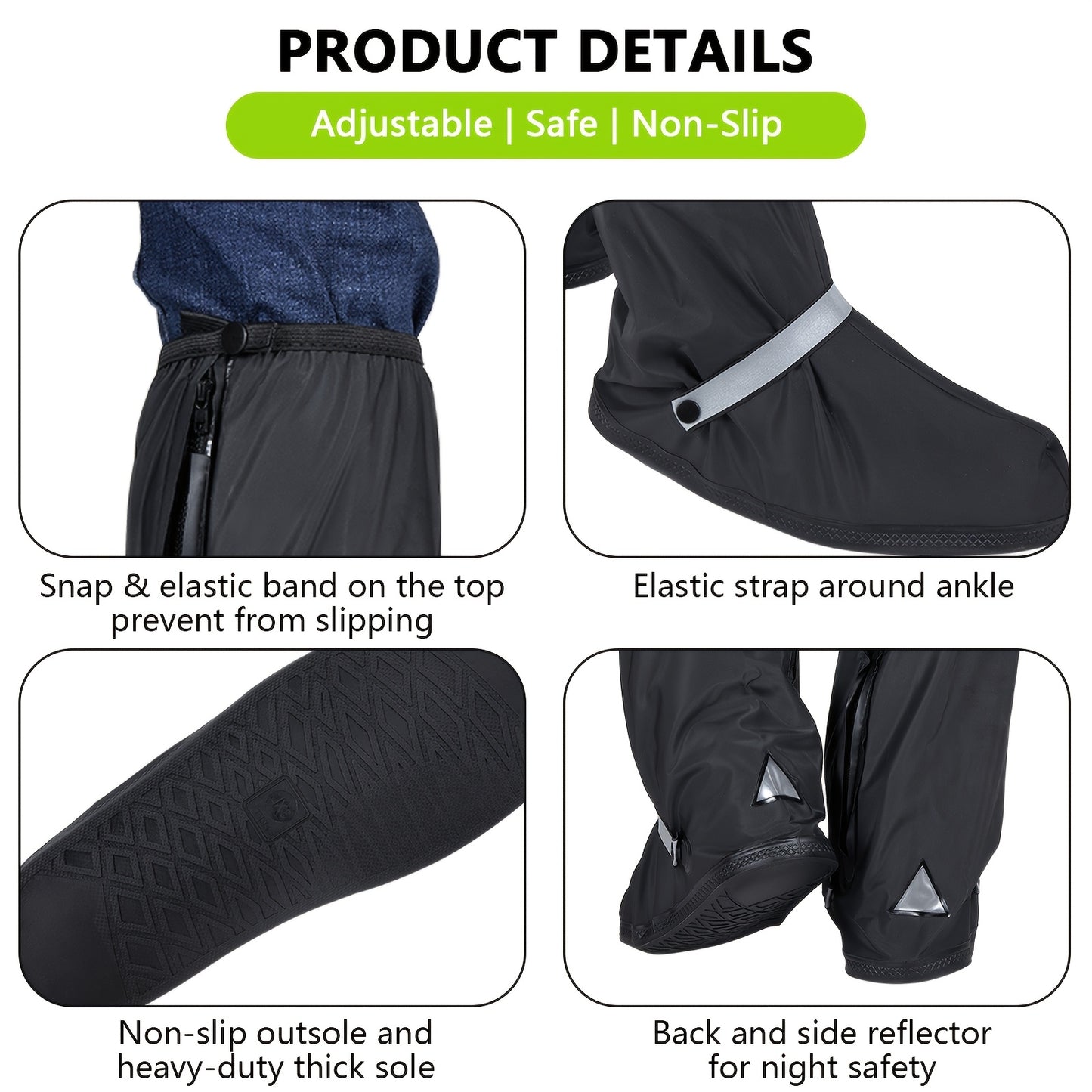 DREAM APPAREL Waterproof Rain Boot Covers With Side Zipper