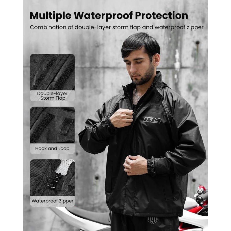 RS03 Motorcycle Rain Suit Waterproof Jacket and Pants